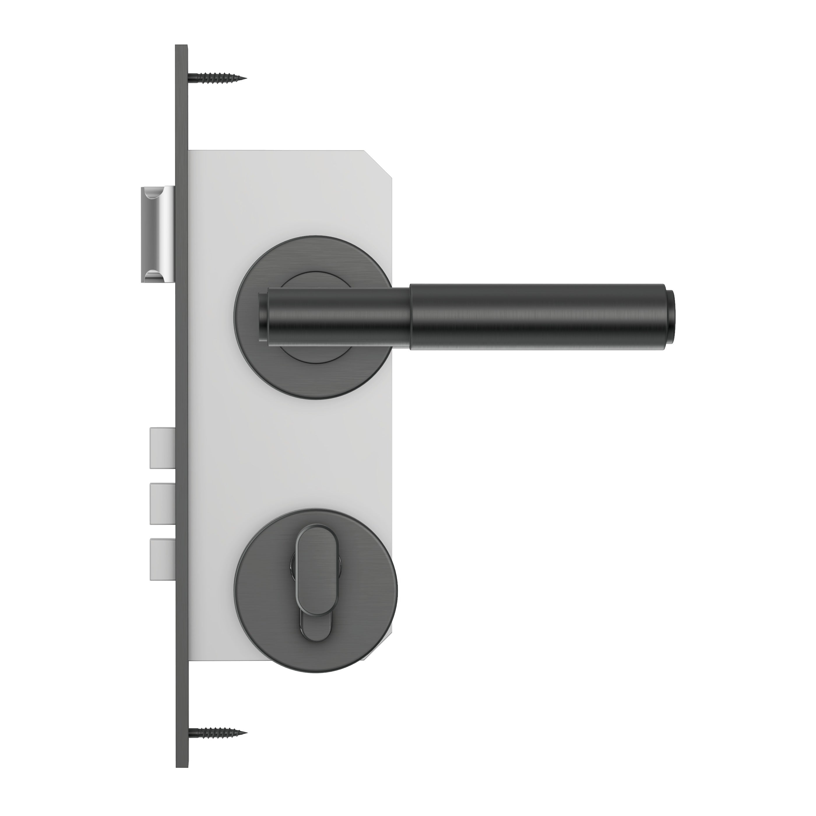 Lombardy Front Door Lock Set - Gun Metal Brushed