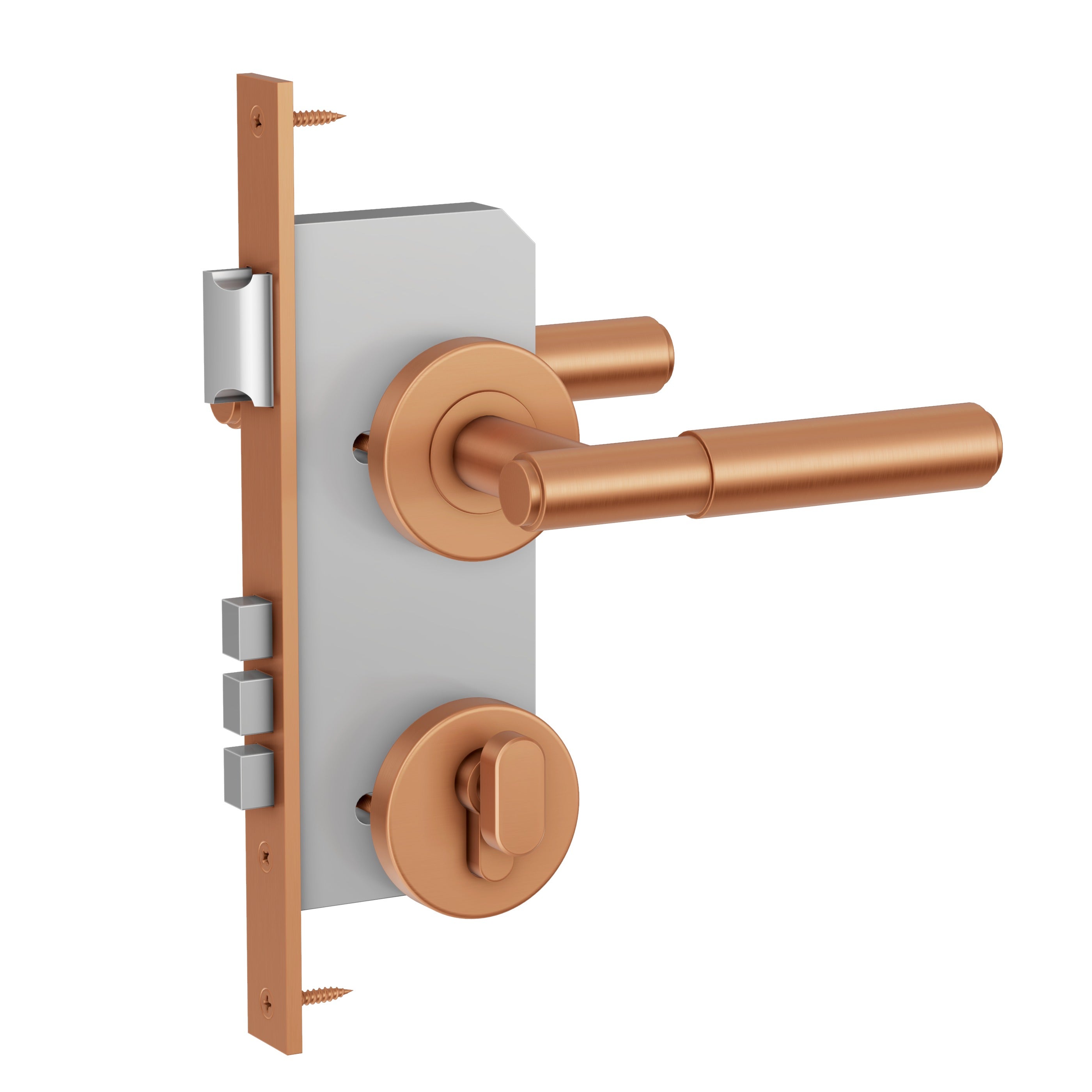 Lombardy Front Door Lock Set - Brushed Copper