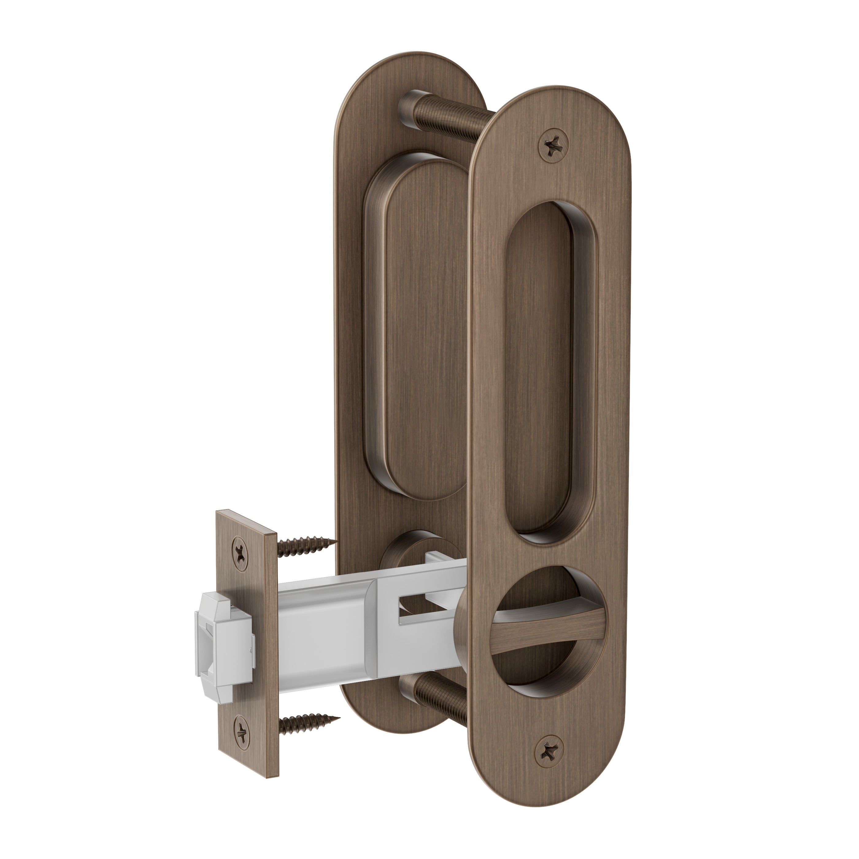 Lombardy Privacy Sliding Door Lock - Antique Brass