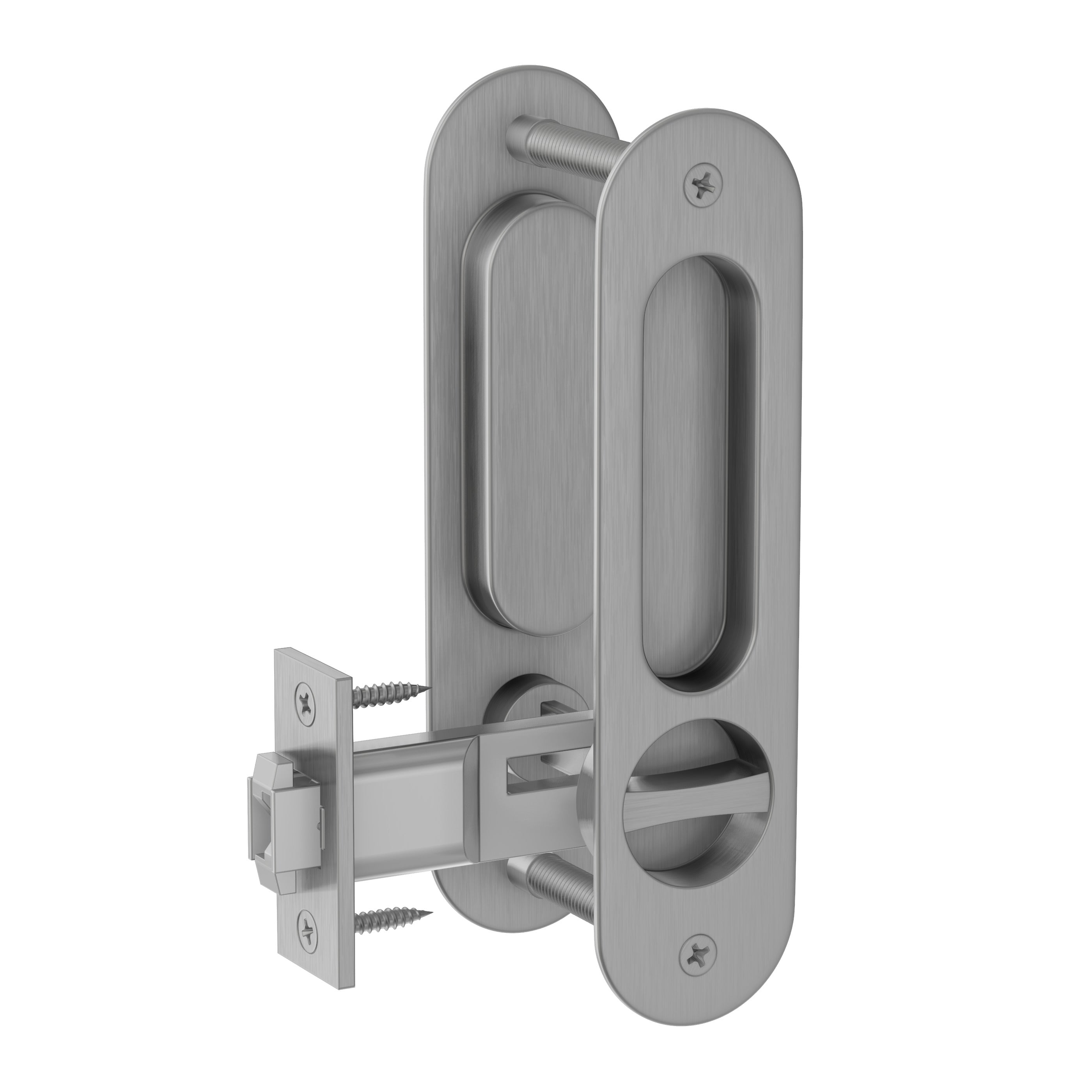 Lombardy Privacy Sliding Door Lock - Brushed Nickel