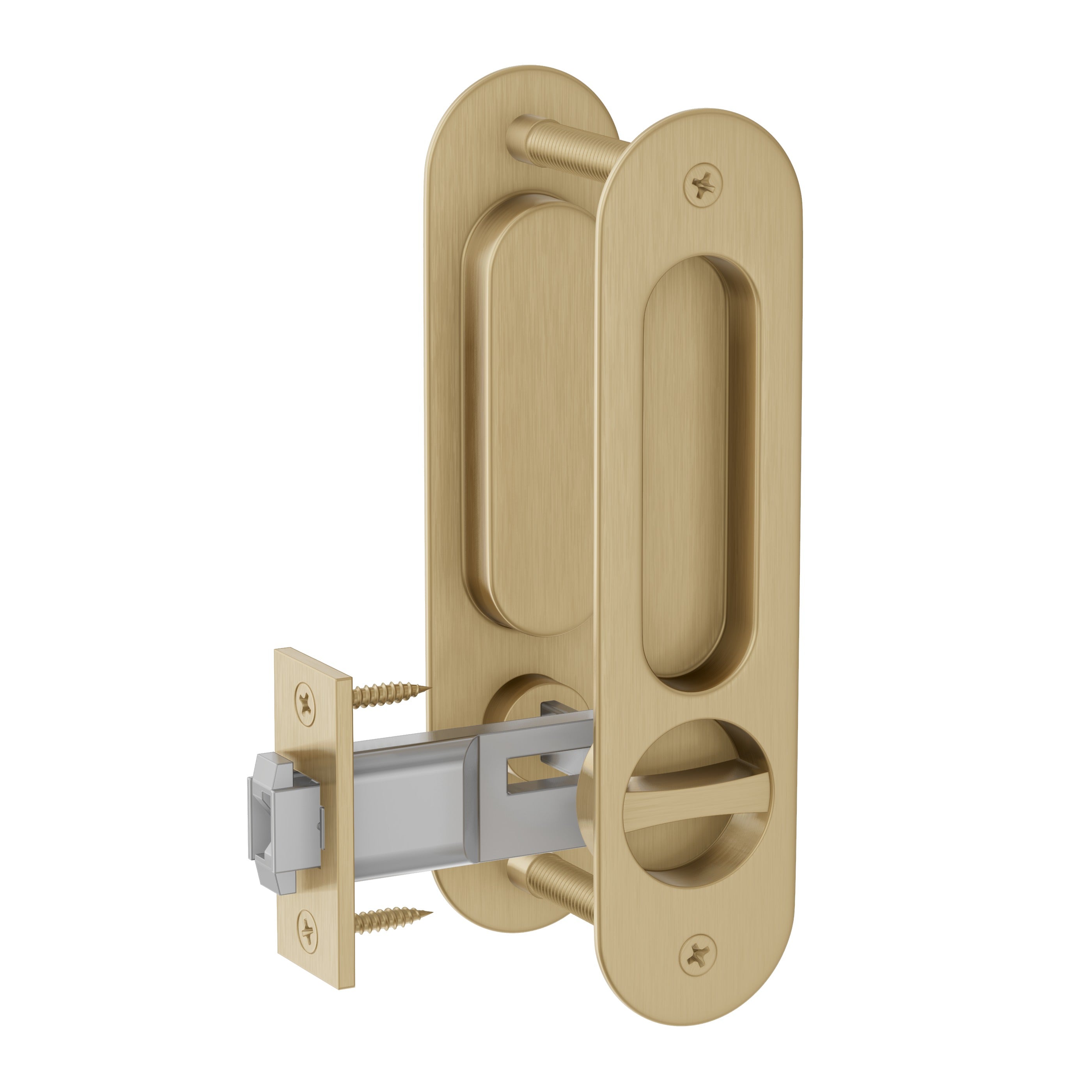 Lombardy Privacy Sliding Door Lock - Brushed Brass