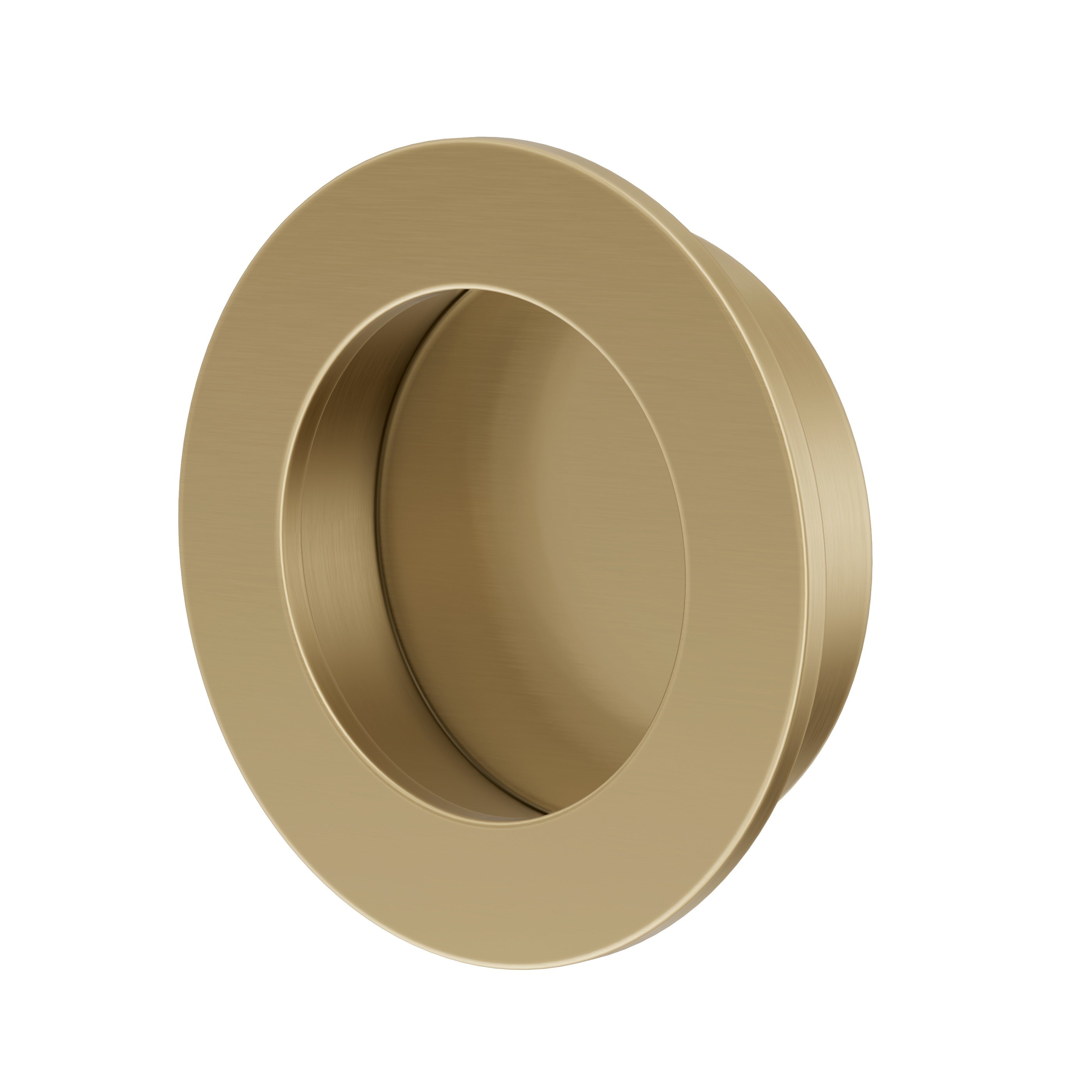 Lombardy Sliding Door Round Flush Pull – Brushed Brass