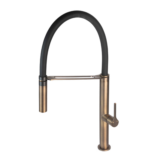 Sereno Pull Down Kitchen Mixer Tap - Antique Brass