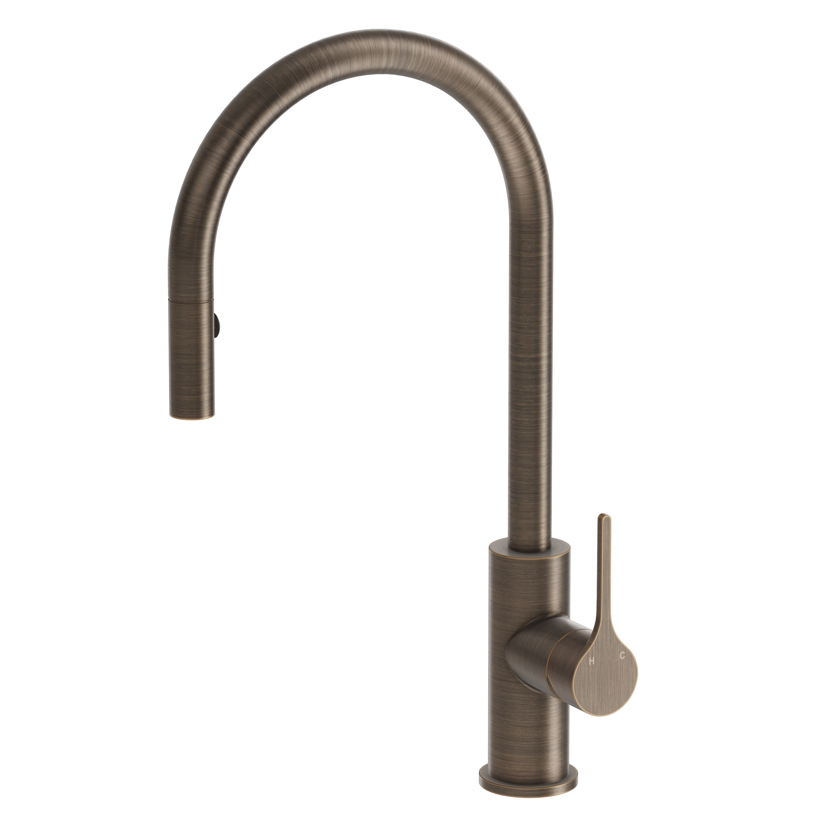 Sereno Gooseneck Pull Out Mixer - Antique Brass