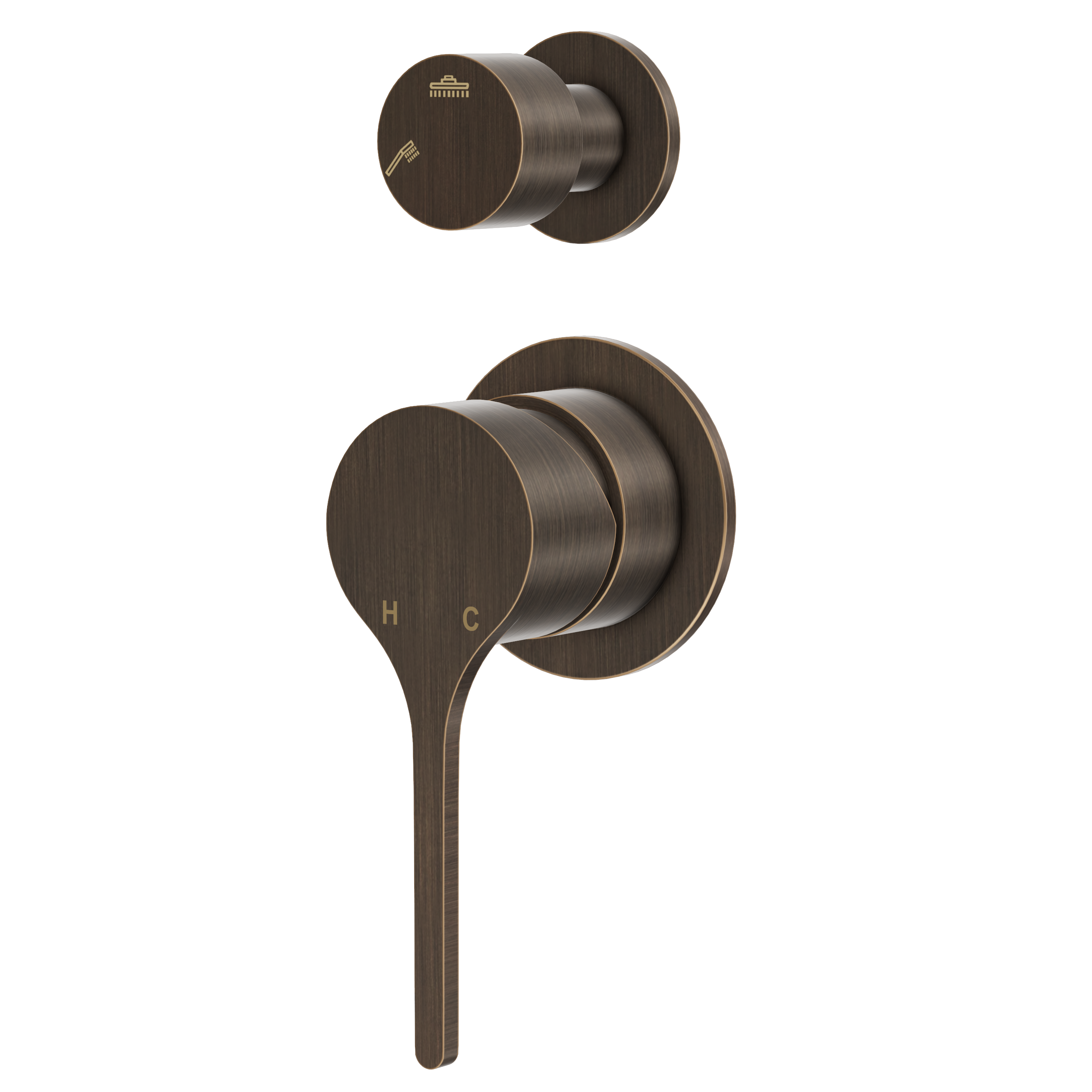 Sereno Minimal Diverter Wall Mixer - Antique Brass