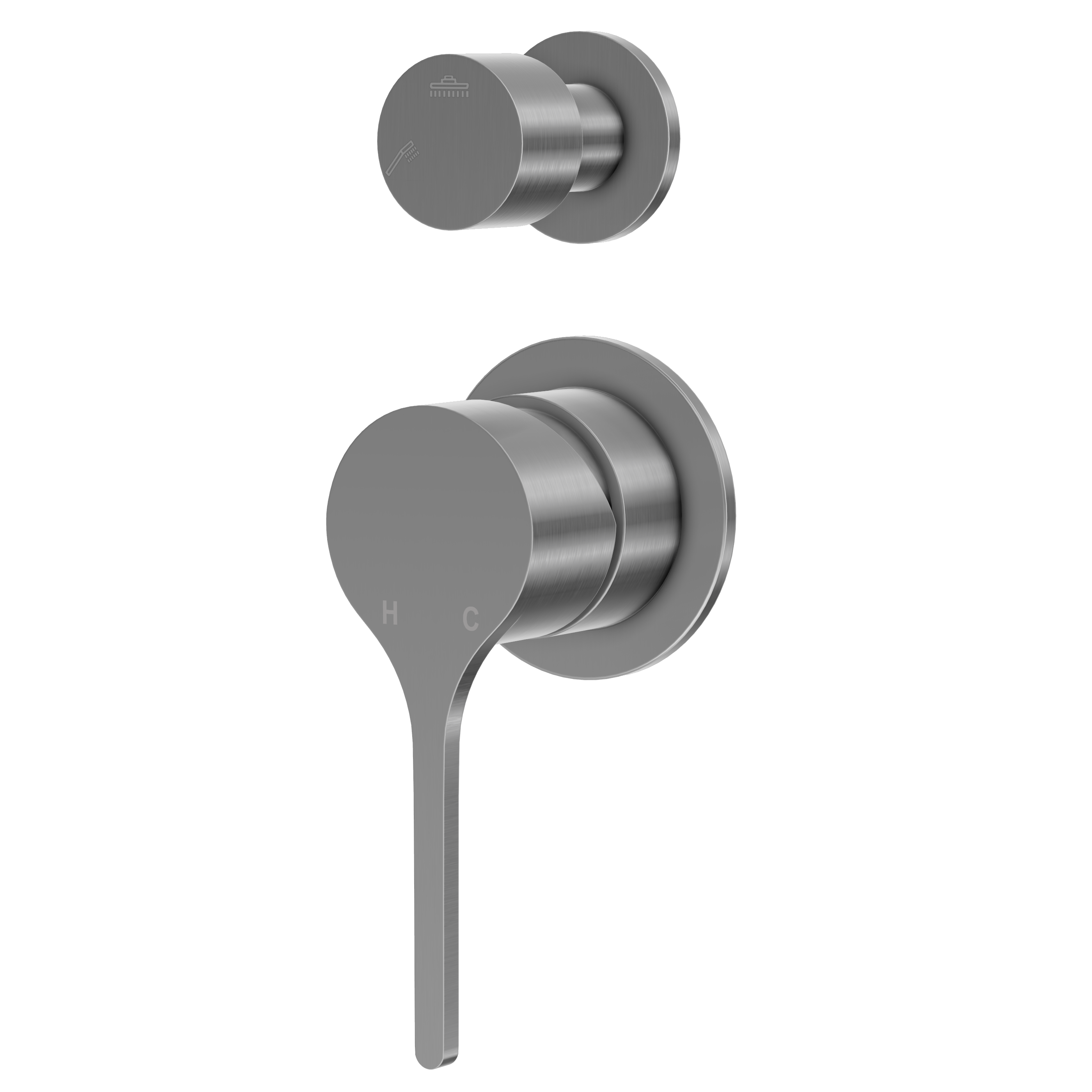 Sereno Minimal Diverter Wall Mixer - Brushed Nickel