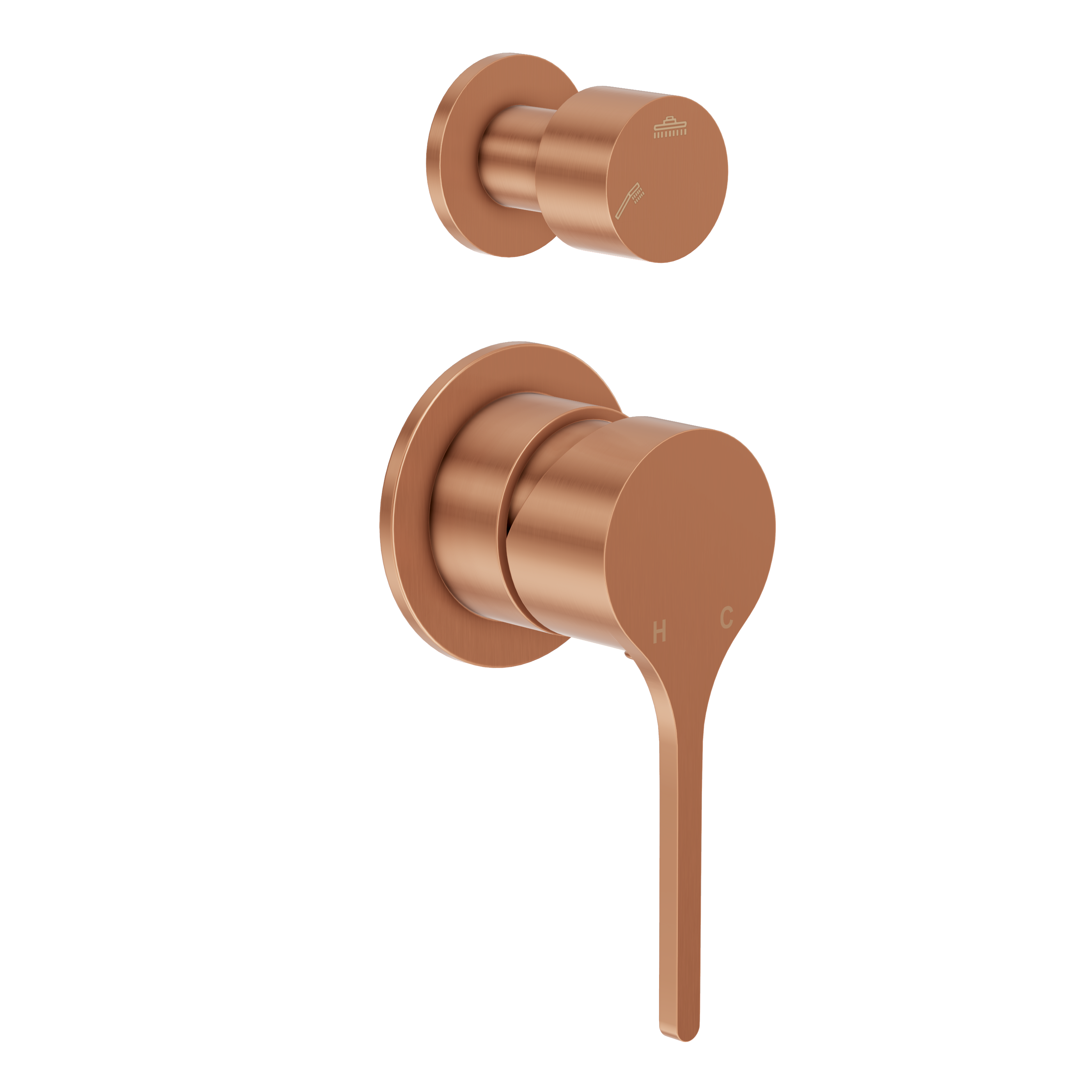 Sereno Minimal Diverter Wall Mixer - Brushed Copper