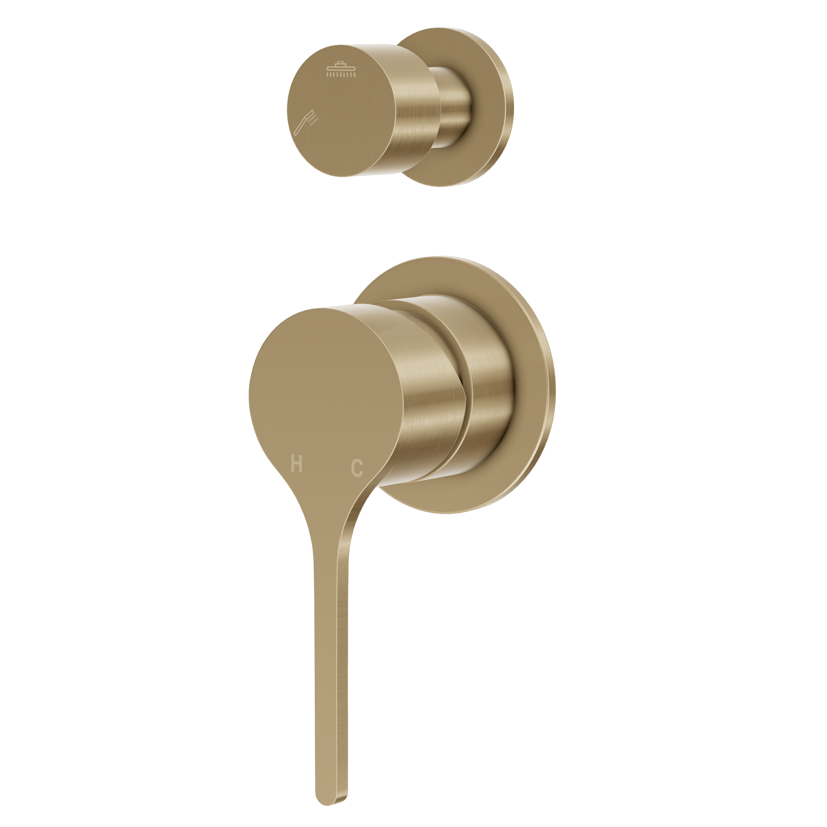 Sereno Minimal Diverter Wall Mixer - Brushed Brass