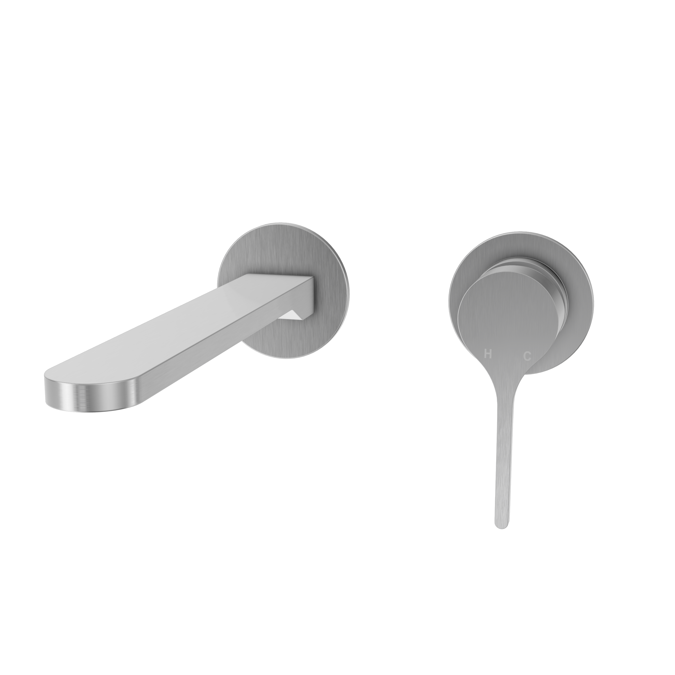 Sereno Minimal Wall Basin Mixer Tap - Brushed Nickel