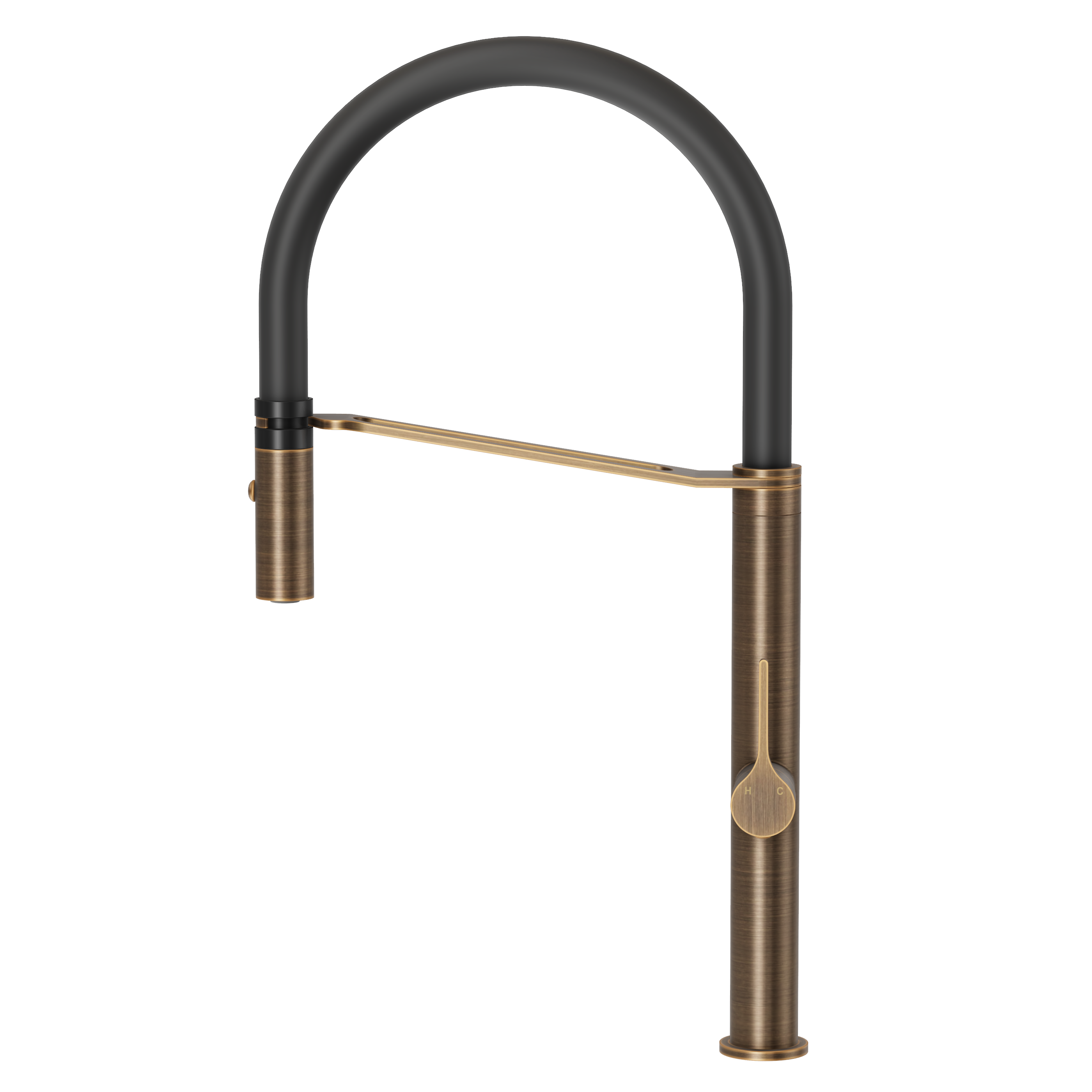 Sereno Pull Down Kitchen Mixer Tap - Antique Brass