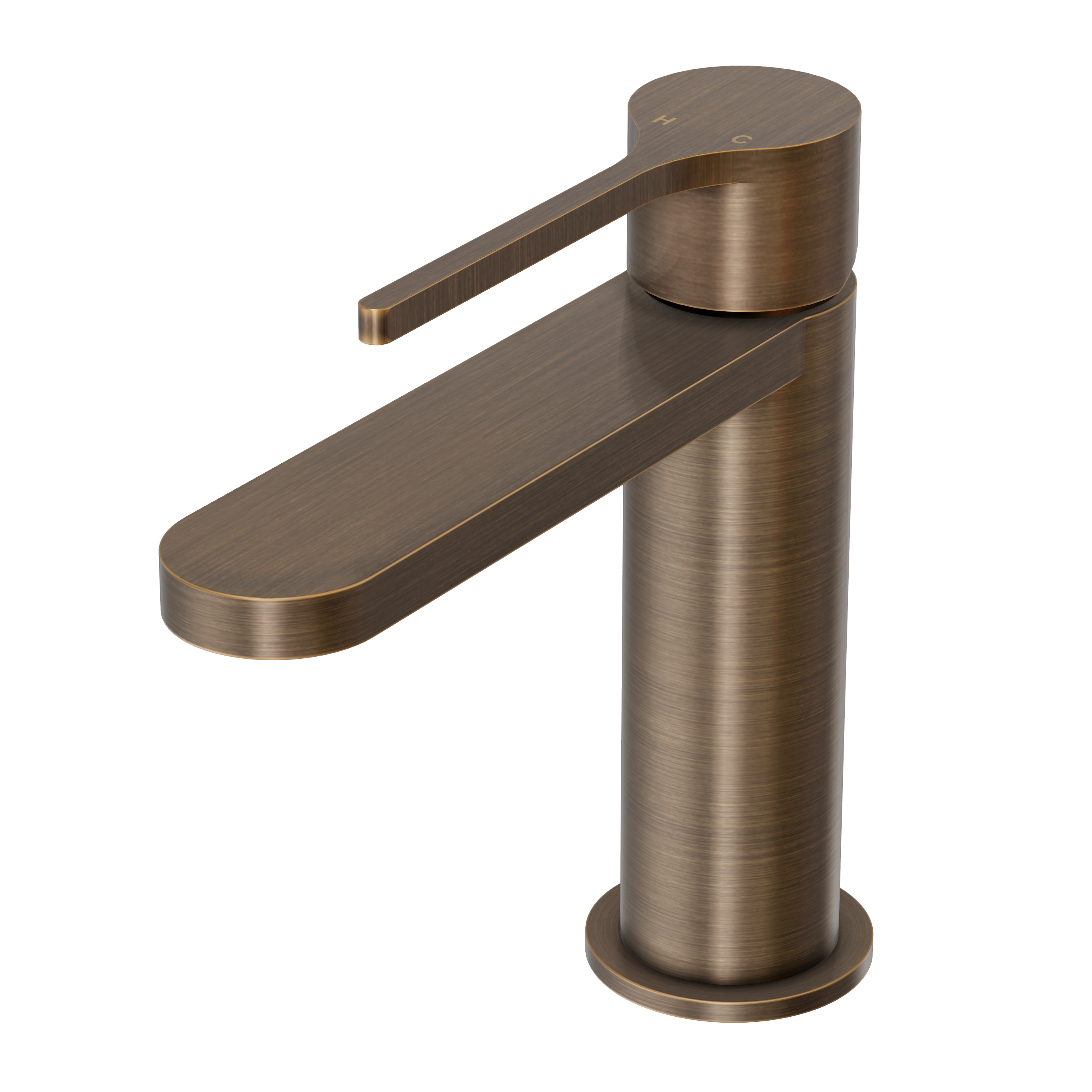 Sereno Short Basin Mixer Tap - Antique Brass