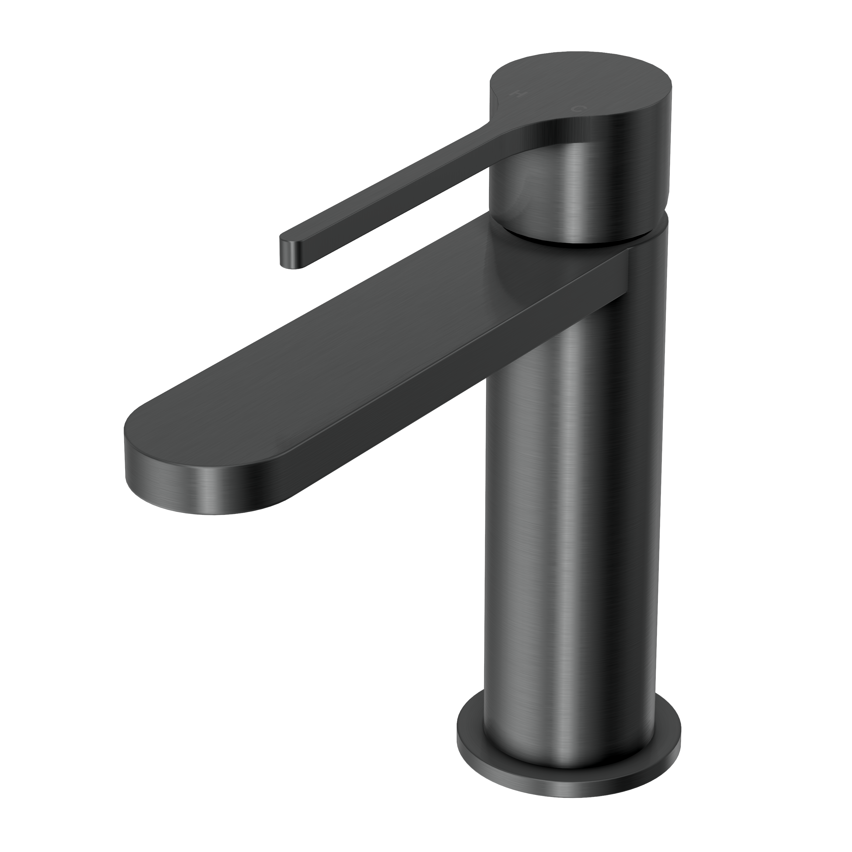 Sereno Short Basin Mixer Tap - Gun Metal Brushed