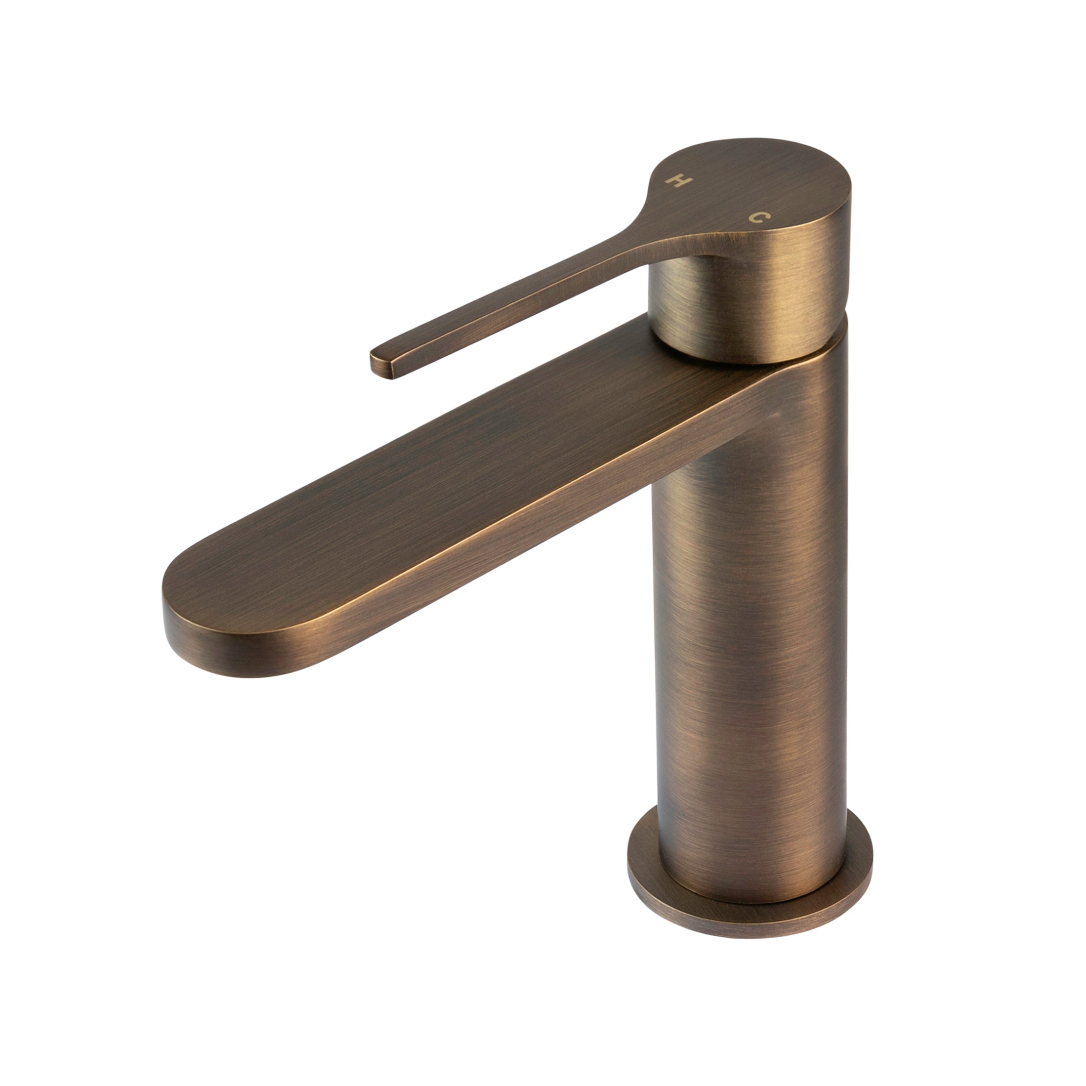 Sereno Short Basin Mixer Tap - Antique Brass