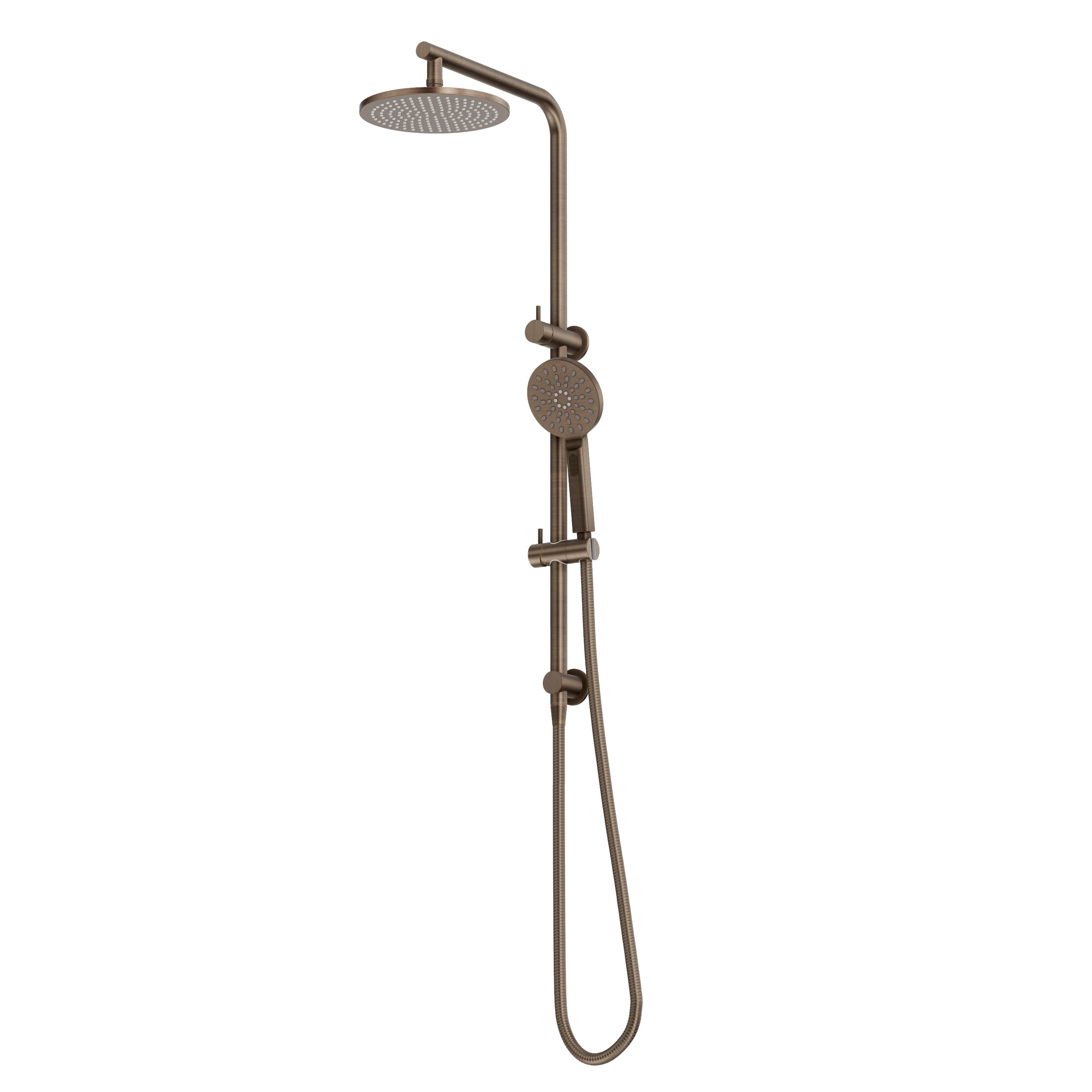 Shower Rail Set With Round Hand Wand - Antique Brass