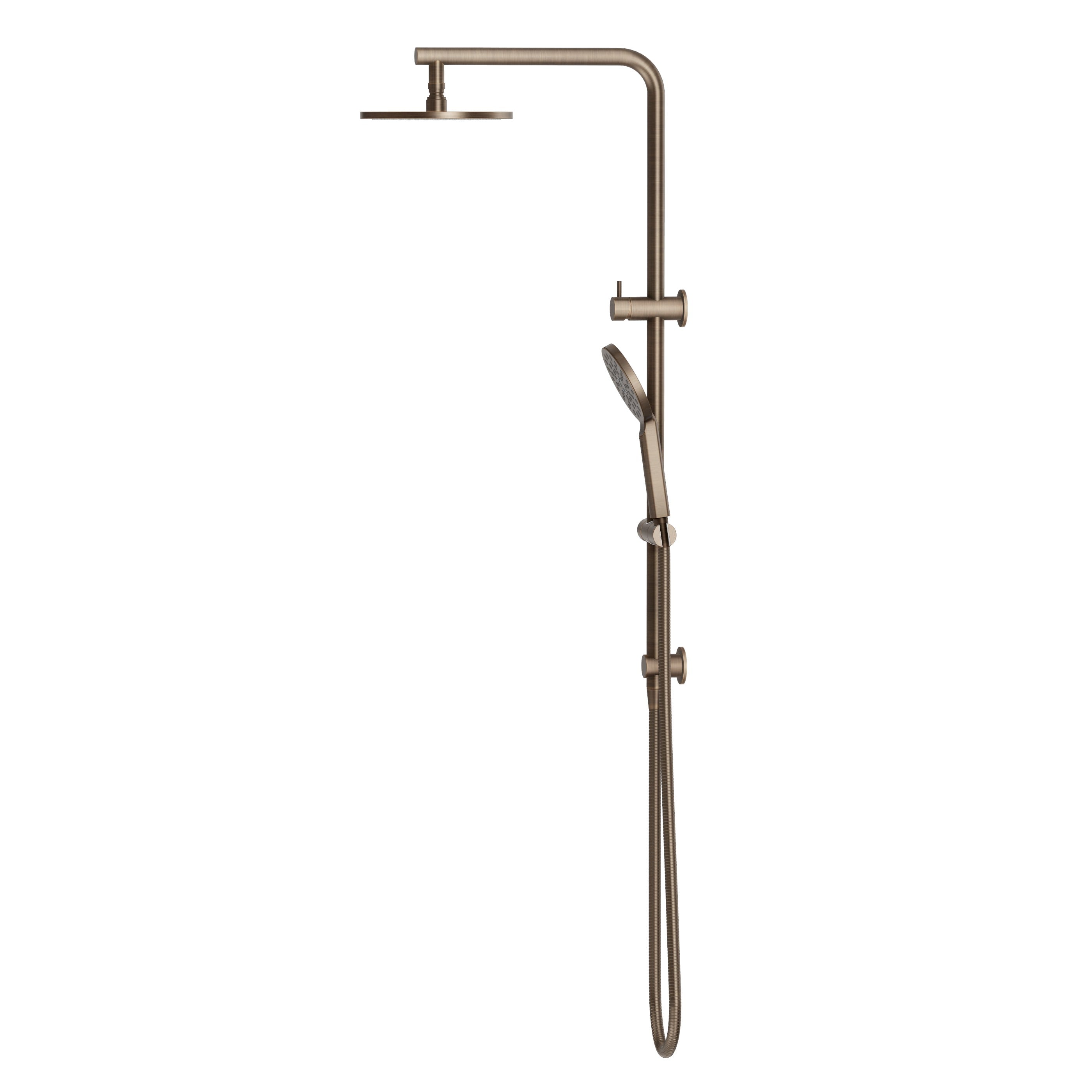Shower Rail Set With Round Hand Wand - Antique Brass