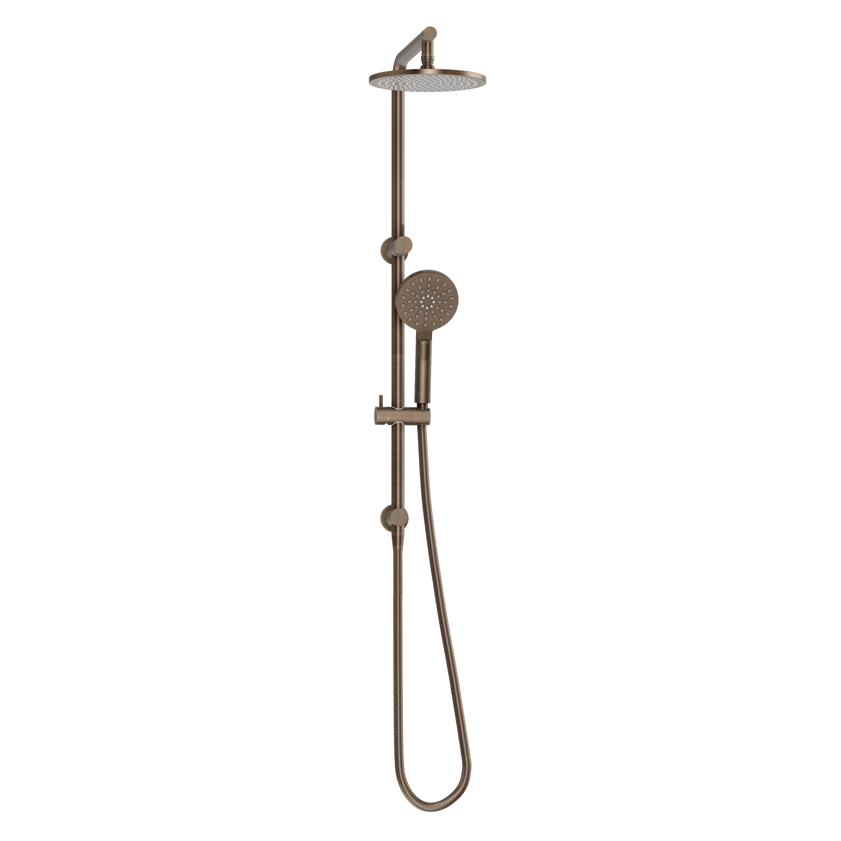 Shower Rail Set With Round Hand Wand - Antique Brass