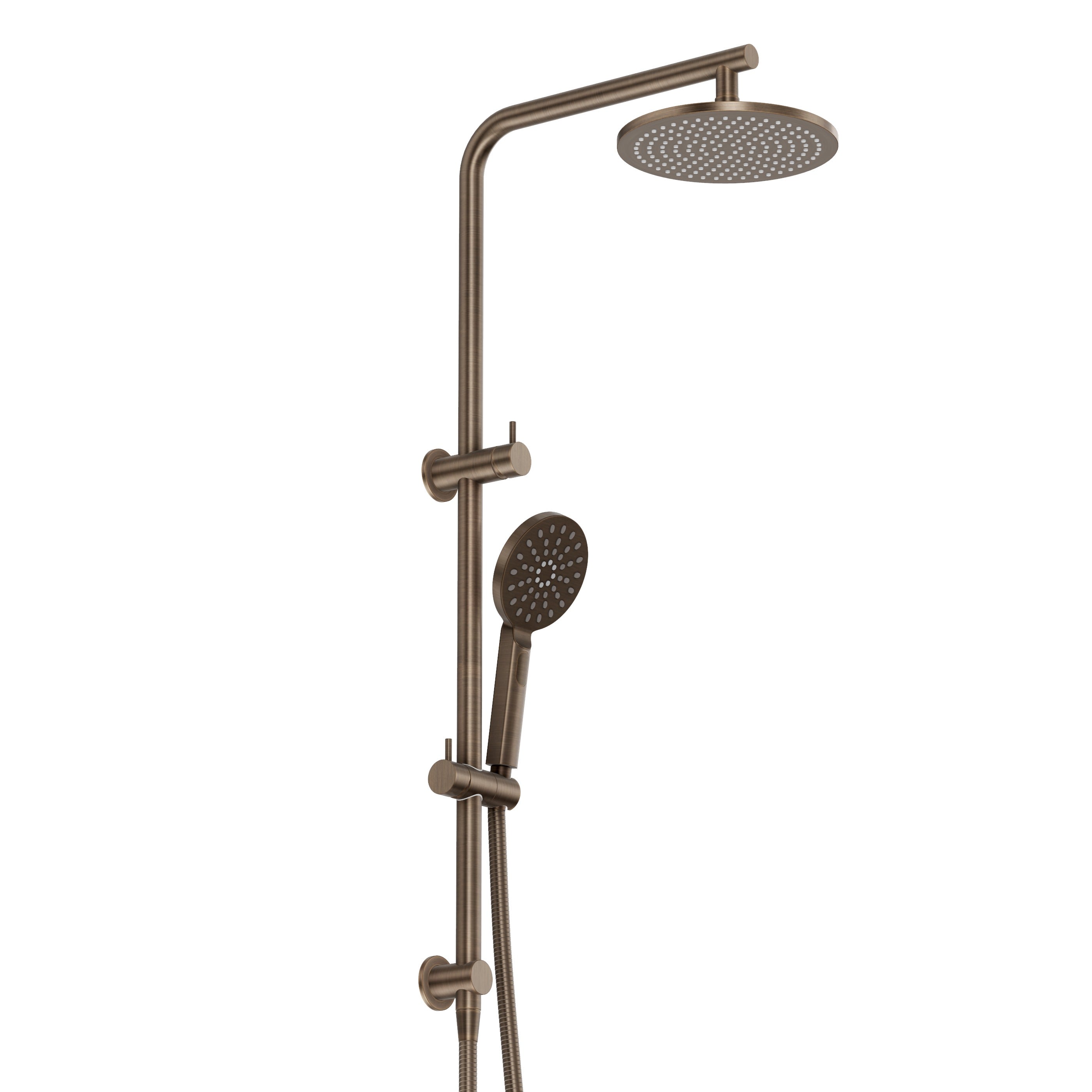 Shower Rail Set With Round Hand Wand - Antique Brass