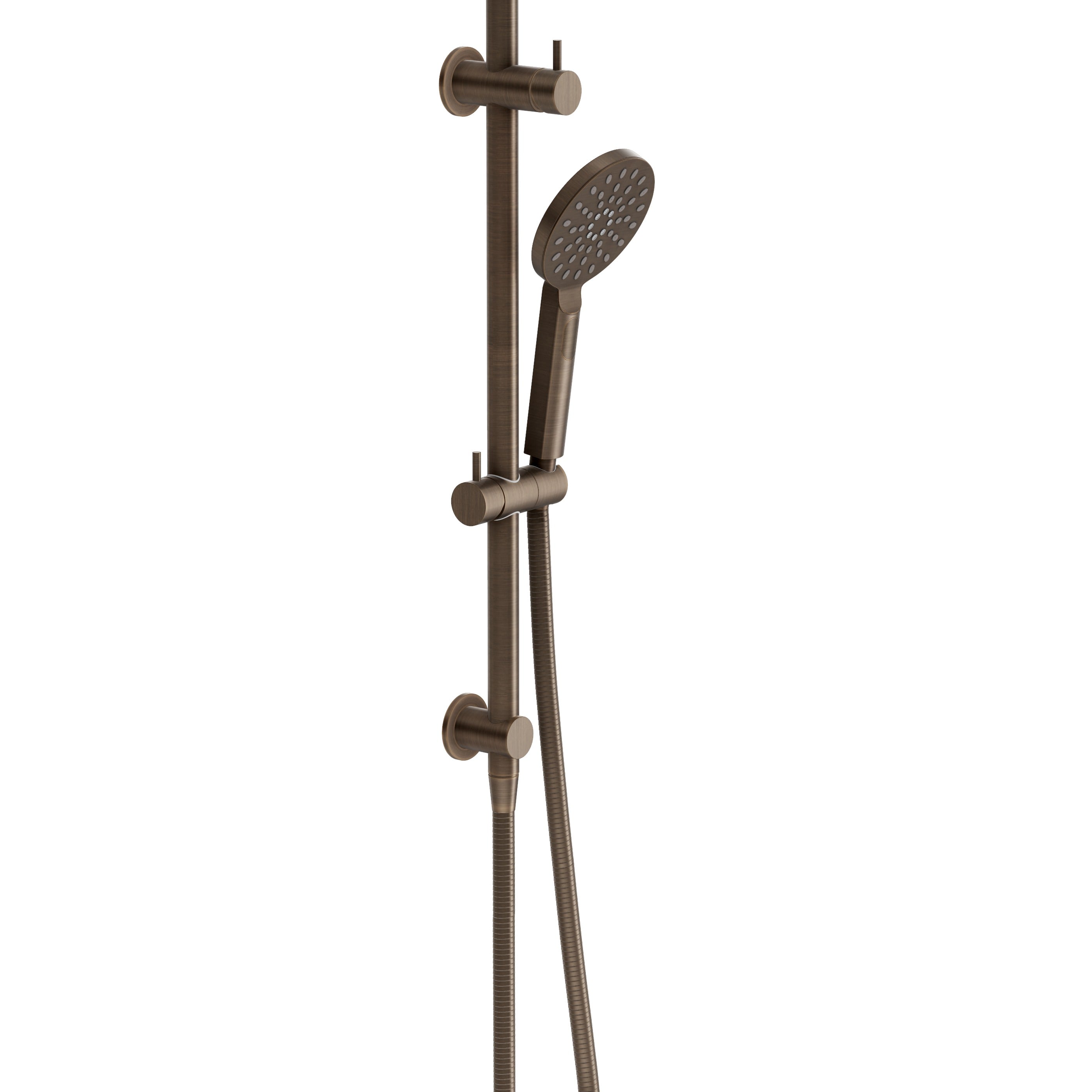 Shower Rail Set With Round Hand Wand - Antique Brass