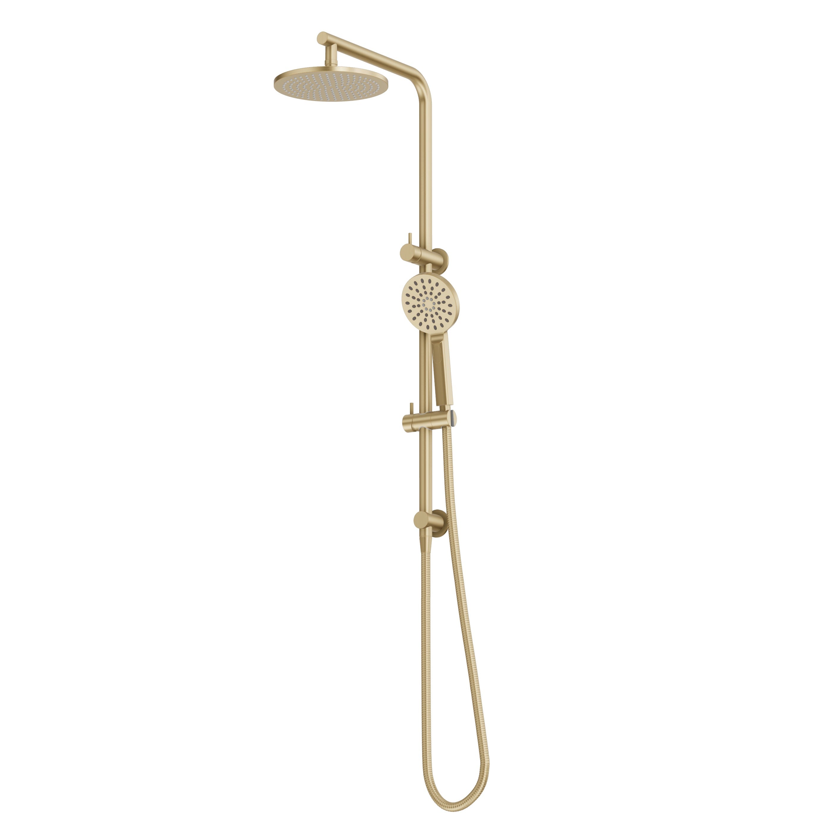 Shower Rail Set With Round Hand Wand - Brushed Brass