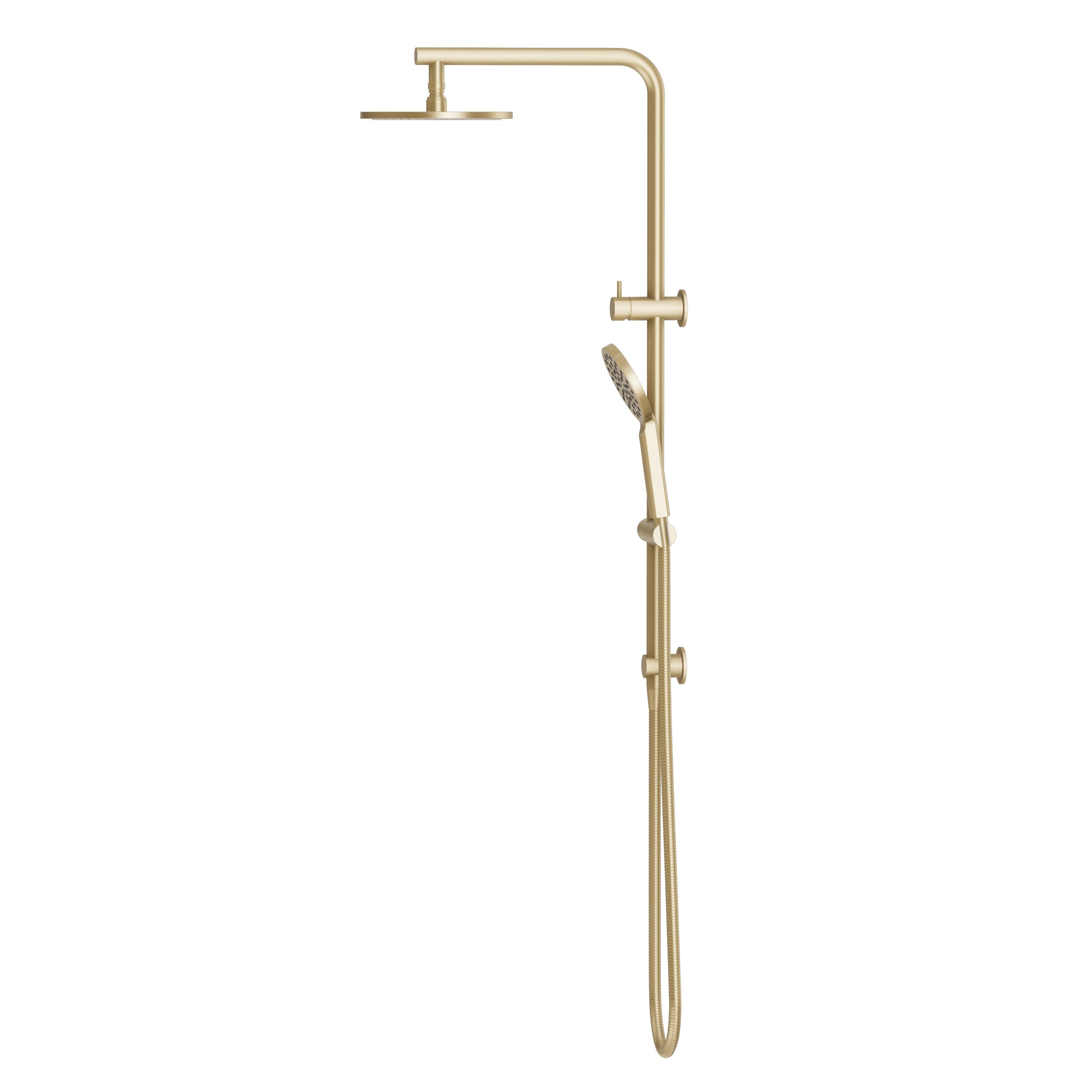 Shower Rail Set With Round Hand Wand - Brushed Brass