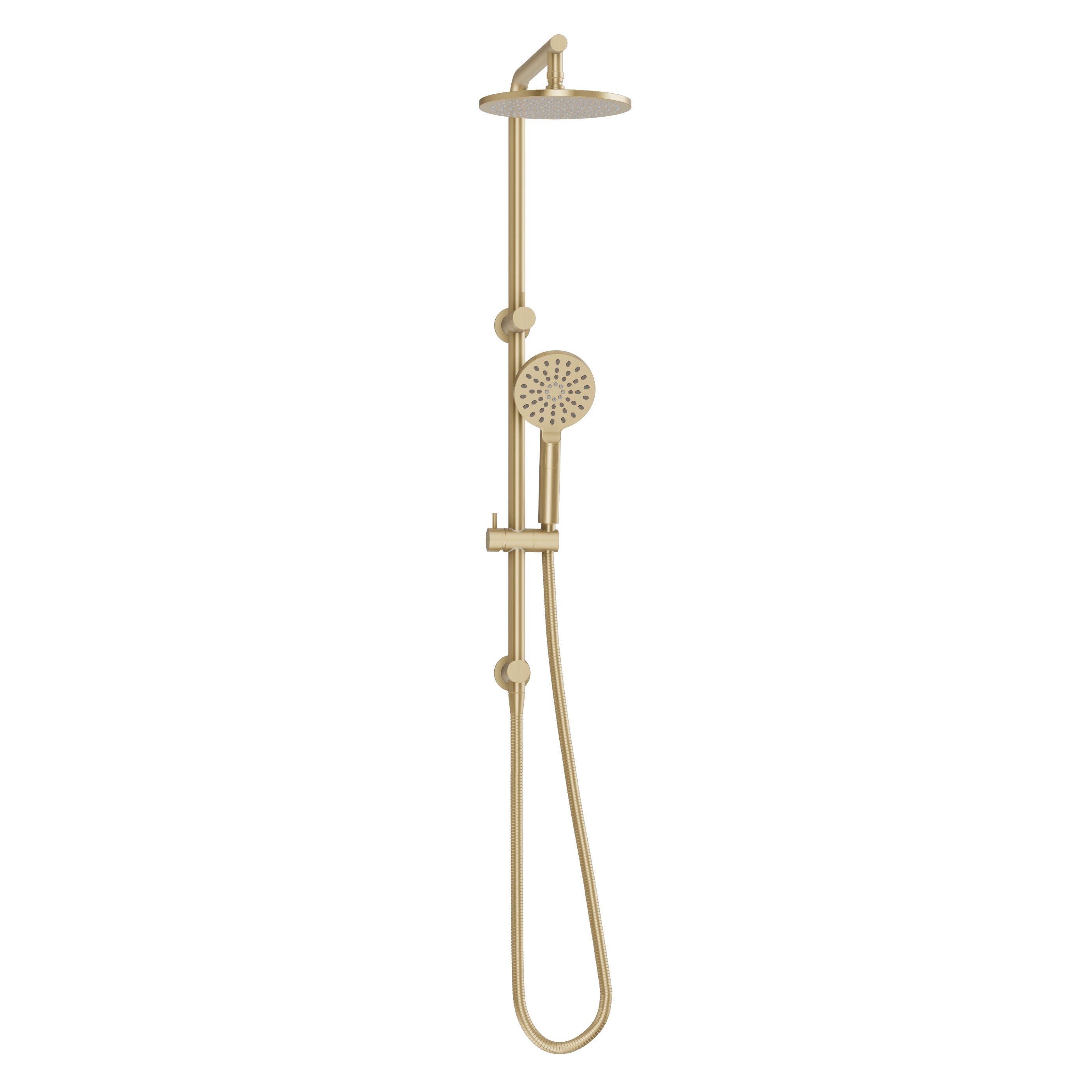 Shower Rail Set With Round Hand Wand - Brushed Brass