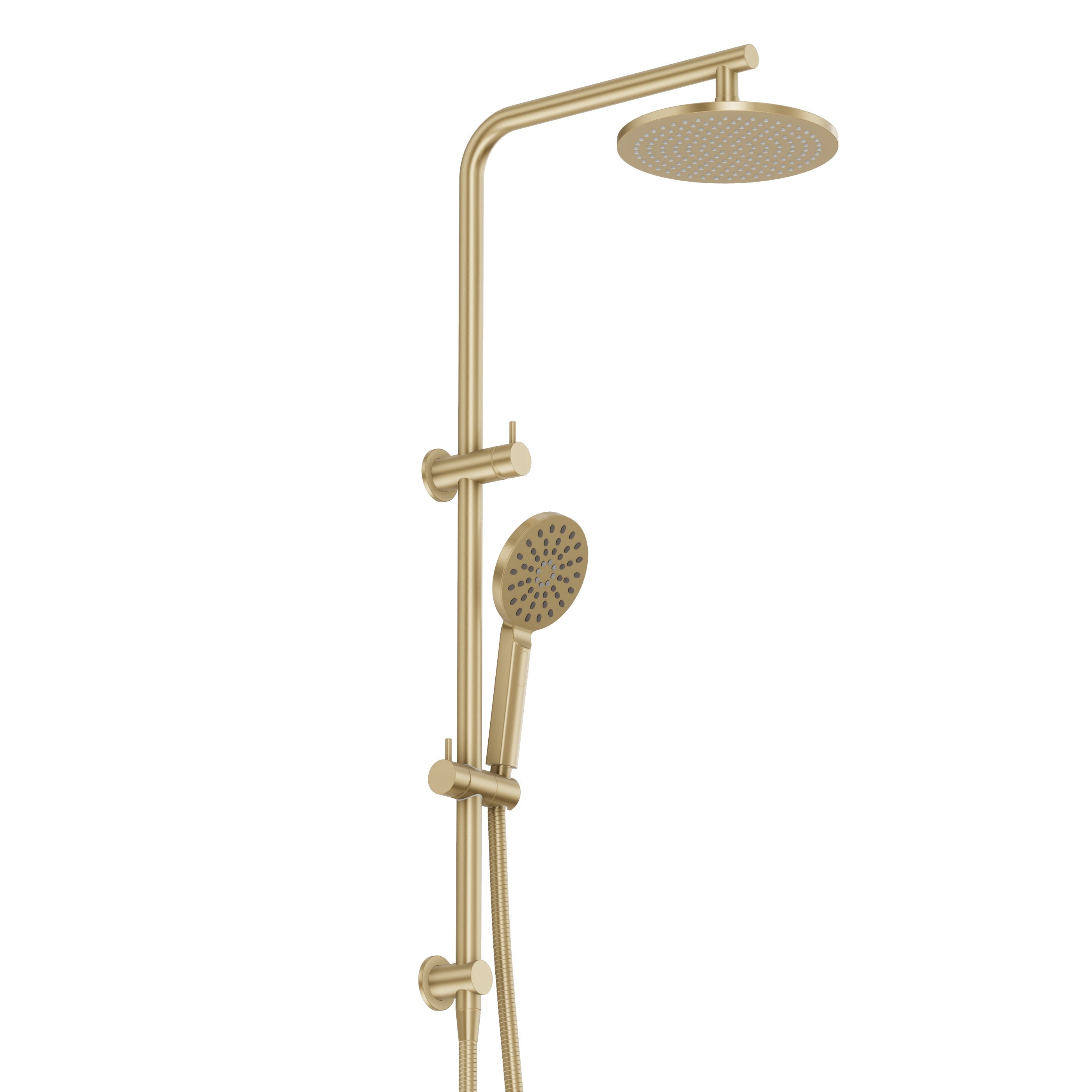 Shower Rail Set With Round Hand Wand - Brushed Brass