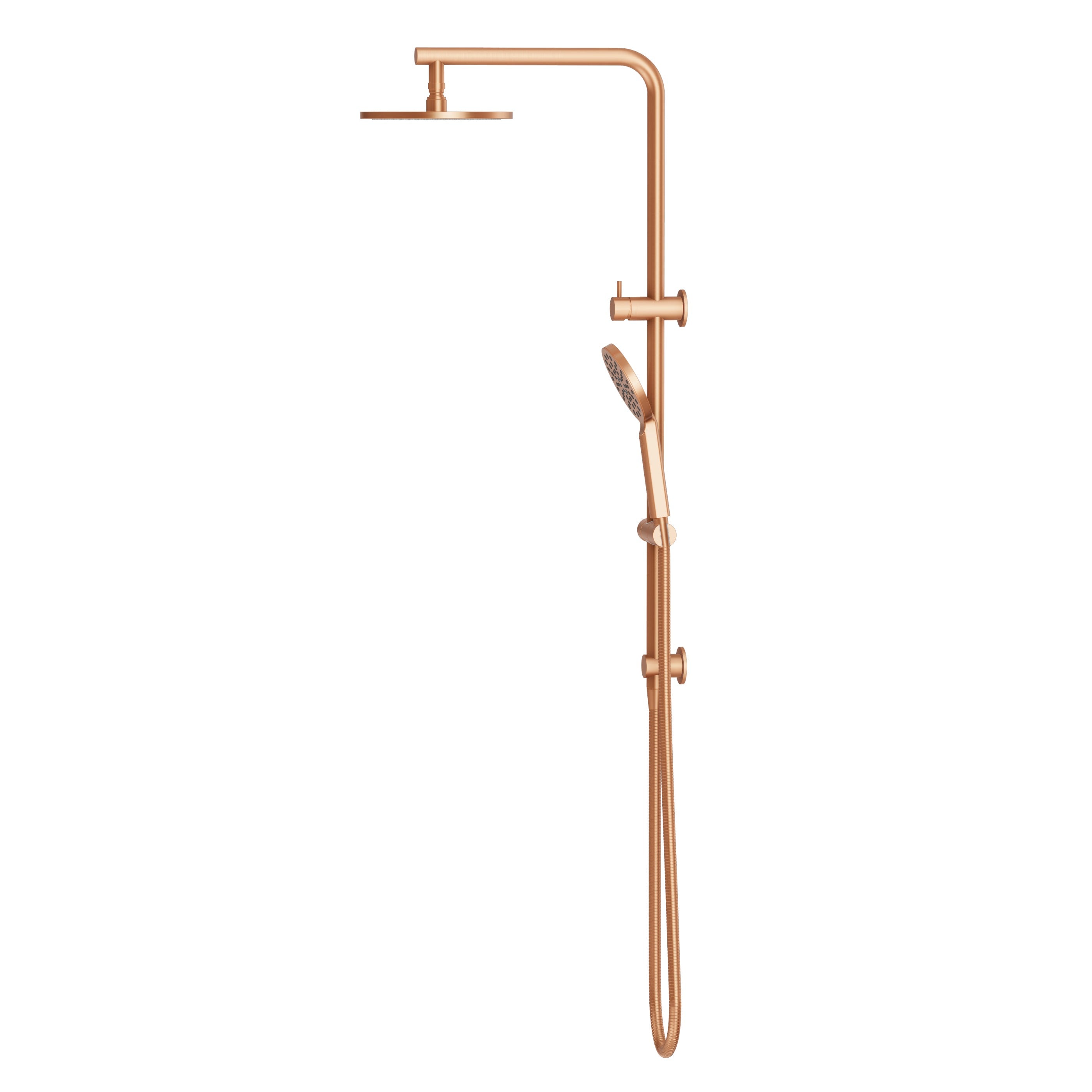Shower Rail Set With Round Hand Wand - Brushed Copper