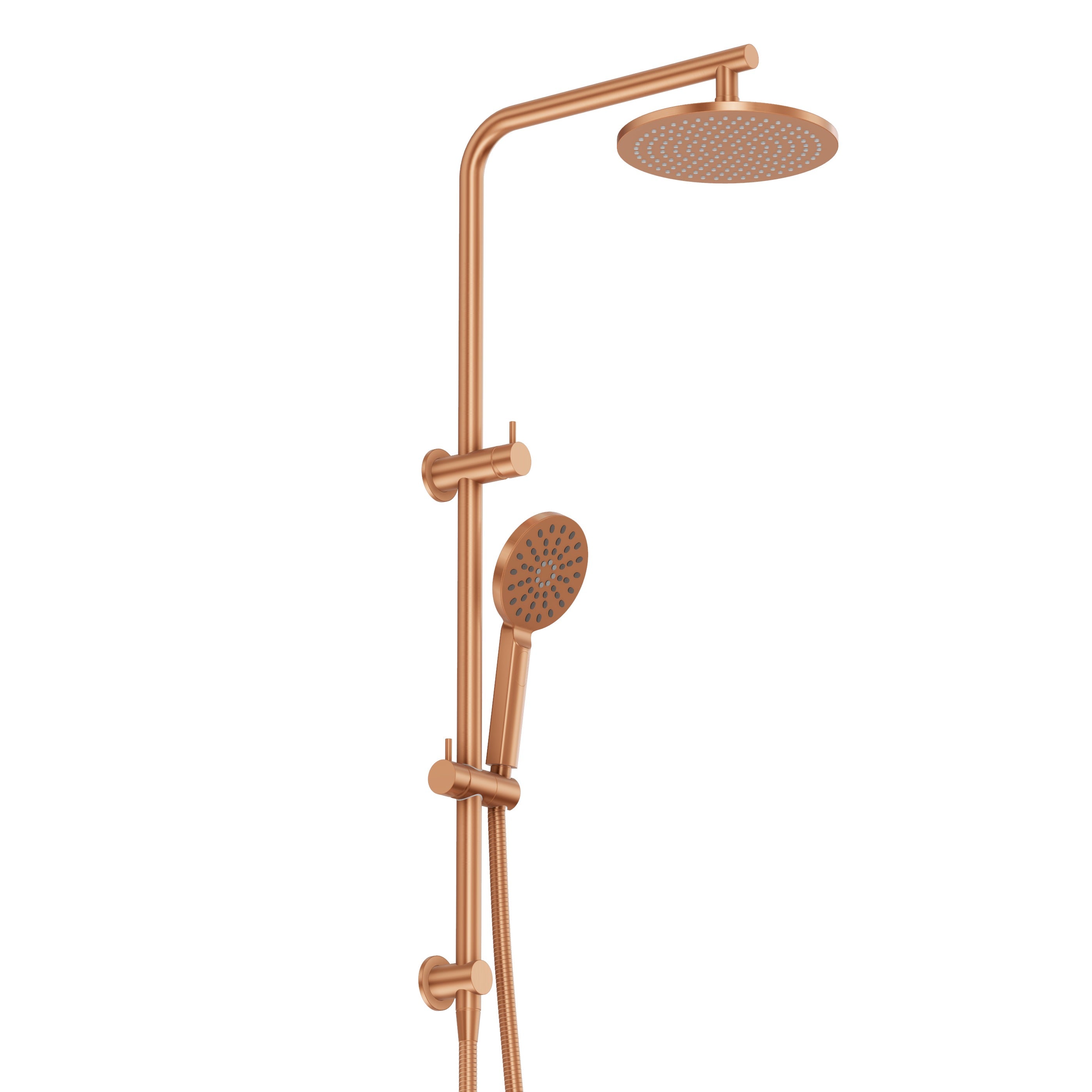 Shower Rail Set With Round Hand Wand - Brushed Copper