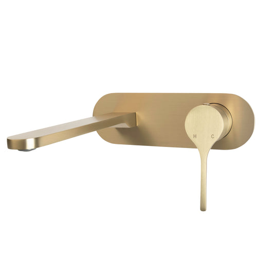 Sereno Wall Basin Mixer Tap - Gold Brushed